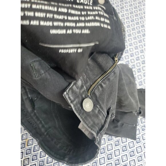 Ameeican Eagle Ne(X)t Level Flex Women's Denim Black Distressed Jeans Size 28x28 - Picture 14 of 16